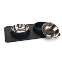 Comedero Doble Karlie Diner Set Silikon Dex Con Base De Silicona -Suministros Para Mascotas 209001 karlie dinerset silikon dex schwarz hs 02 5