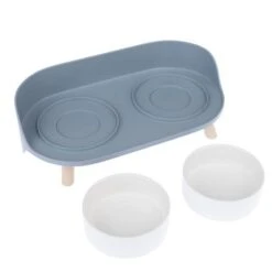 TIAKI Comedero Doble De Cerámica Para Mascotas -Suministros Para Mascotas 302496 tiaki napf duo grau fg 6152 3