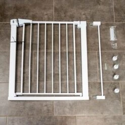 Barrera Blanca TIAKI Con 7 Cm De Extensión Para Perros -Suministros Para Mascotas 334597 tiaki dog gate white fg 8223 9