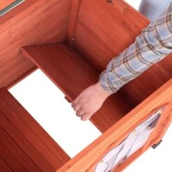 Caseta De Madera Woody Con Puerta Para Perros -Suministros Para Mascotas 55518 woody flachdach fg 8291 8