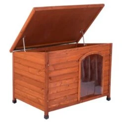 Caseta De Madera Woody Premium Con Puerta Para Perros -Suministros Para Mascotas 70354 hundehuette flachdach fg 1120016 6