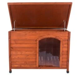 Caseta De Madera Woody Premium Con Puerta Para Perros -Suministros Para Mascotas 70354 hundehuette flachdach fg 1120028 8