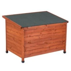 Caseta De Madera Woody Premium Con Puerta Para Perros -Suministros Para Mascotas 70354 pla hundehuette flachdach fg 1120022 0